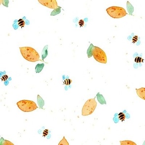 Sicilian lemon bees - watercolor summer italian vibes - painted citrus and bee for nursery baby kids b117-1