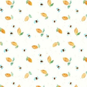 Small scale Sicilian lemon bees - watercolor summer italian vibes - painted citrus and bee for nursery baby kids b117-3