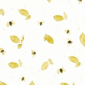 b117 Sicilian lemon bees - watercolor summer italian vibes - painted citrus and bee for nursery baby kids b117-6