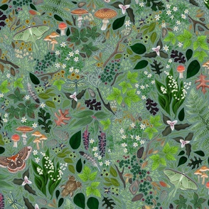 Forest Foray // sage background // large scale