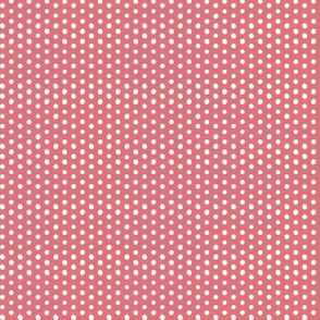 small scale watermelon - white crooked dots on watermelon - sf petal solids - dots fabric and wallpaper
