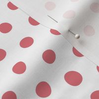 watermelon crooked dots on white - sf petal solids - dots fabric and wallpaper