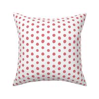 watermelon crooked dots on white - sf petal solids - dots fabric and wallpaper