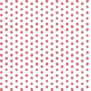 watermelon crooked dots on white - sf petal solids - dots fabric and wallpaper