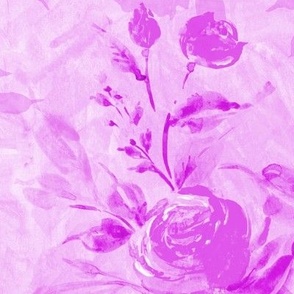 Watercolor violet roses on digital lavender painterly strokes background Large scale