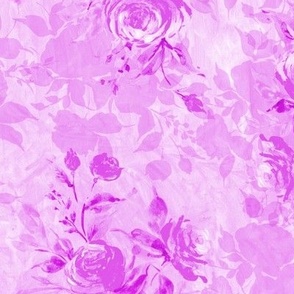 Watercolor violet roses on digital lavender painterly strokes background Medium scale