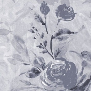 Watercolor payne´s gray roses on painterly strokes background Large scale
