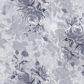 Watercolor payne´s gray roses on painterly strokes background Small scale