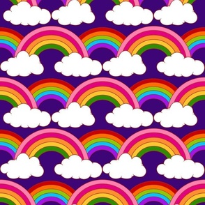 Medium Scale Bright Rainbows on Purple
