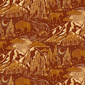Wild West - 12" large - rust and gold