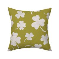 St Patricks Day Olive Green Watercolour Shamrock - Large Scale