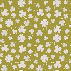 St Patricks Day Olive Green Watercolour Shamrock - Small Scale