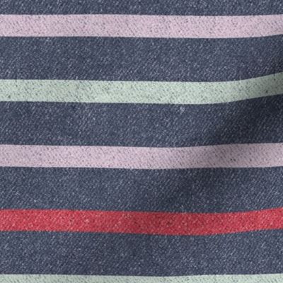 Textured Chilled Cherry Colorful Thin Stripes LS