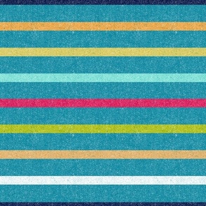 Textured Seashore Colorful Thin Stripes LS