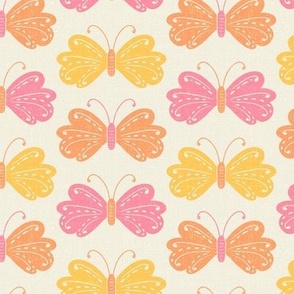 Pink Yellow and Orange Sherbet Butterflies