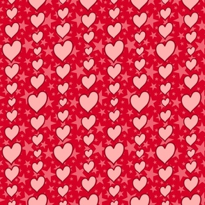 M - Red Hearts & Stars – Bright Valentines Love Heart Stripe