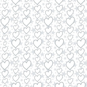 M - White Hearts & Stars – Valentines Love Heart Stripe