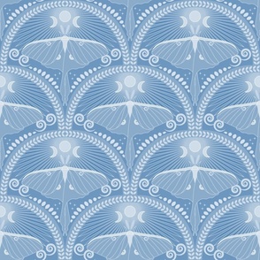 Tranquil Luna Moth / Art Deco / Mystical Magical / Cornflower Blue / Medium