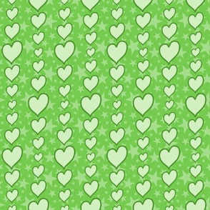 Hearts & Stars - MEDIUM (Dressmaking & Apparel) - Mono Lime Green