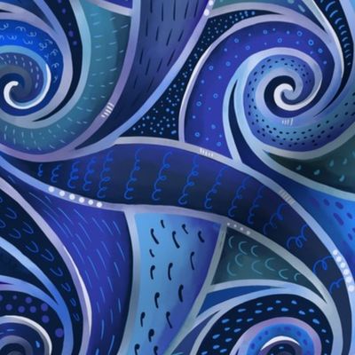 boho blue spirals normal scale