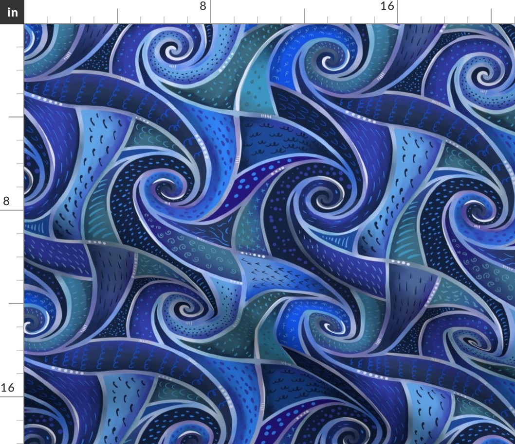 boho blue spirals normal scale