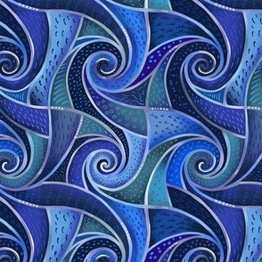 boho blue spirals small scale