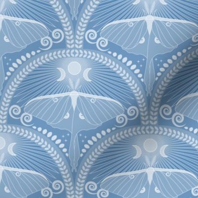 Tranquil Luna Moth / Art Deco / Mystical Magical / Cornflower Blue / Small