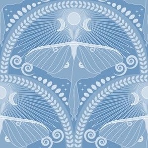 Tranquil Luna Moth / Art Deco / Mystical Magical / Cornflower Blue / Small