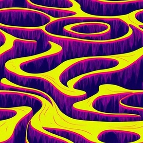 psychedelic 3D purple and yellow design
