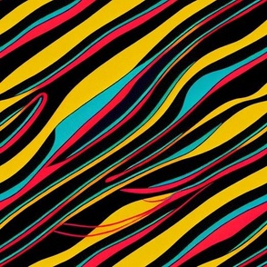 psychedelic waves in yellow, red and dark green