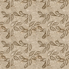 Dark brown leaves on neutral text