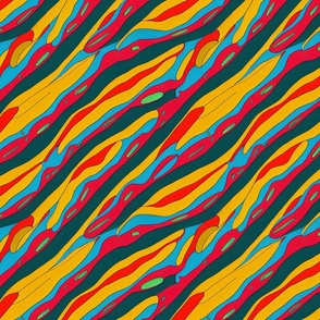 psychedelic waves in yellow, red and dark green