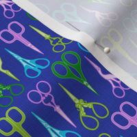 S - Sewing scissors – Blue Purple & Green – Vintage craft room needlework embroidery and dressmaking sheers