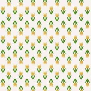 Extra extra small - Simple yellow and green tulip flower on white - up and down floral  - simple flowers for spring