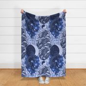 year of the water rabbit in shades of blue - large scale