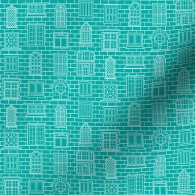 Welsh Windows - SMALL (Quilting & Crafting) - Mono Aqua Teal Green
