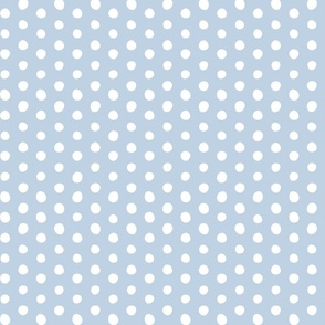fog - white crooked dots on light blue - dots fabric and wallpaper