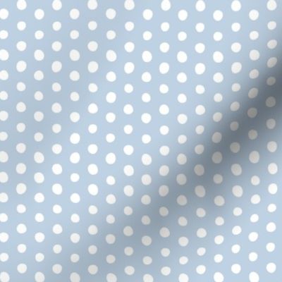 small scale fog - white crooked dots on light blue - dots fabric and wallpaper