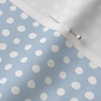 small scale fog - white crooked dots on light blue - dots fabric and wallpaper
