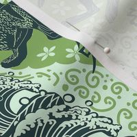 year of the water rabbit in shades of green - small scale