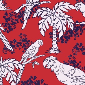Parrot Jungle in Red, White, and Blue