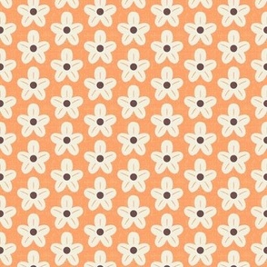 White Half Drop Flower Dots on Orange Background