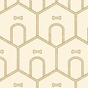 Dog House Geometric - Double Rule - Gold on Cream - Medium