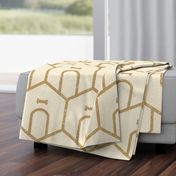 Dog House Geometric - Single Rule Stripe - Gold on Cream - Jumbo