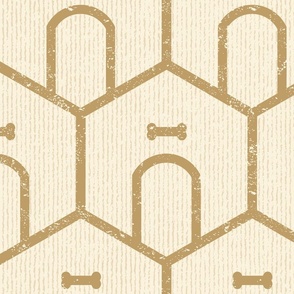 Dog House Geometric - Single Rule Stripe - Gold on Cream - Jumbo