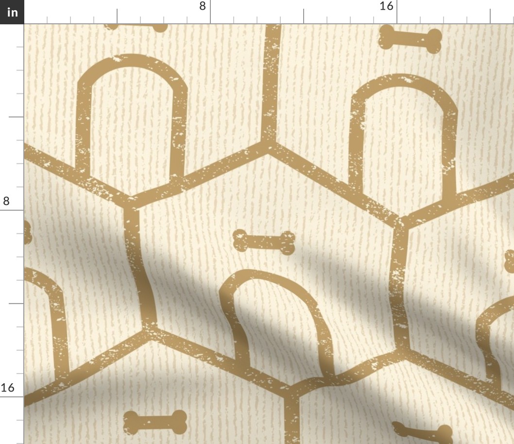 Dog House Geometric - Single Rule Stripe - Gold on Cream - Jumbo