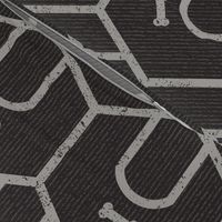 Dog House Geometric - Single Rule Stripe - Silver on Black - Large