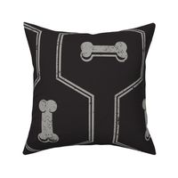 Dog Bone Geometric - Silver on Black - Jumbo