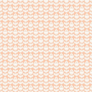 Geometric Tulips- Geometric Floral - White on Blush Salmon- Pastel Orange- Vertical Stripes- sMini