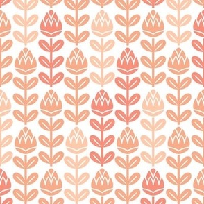 Geometric Tulips- Geometric Floral Coral- Vertical Stripes- sMini